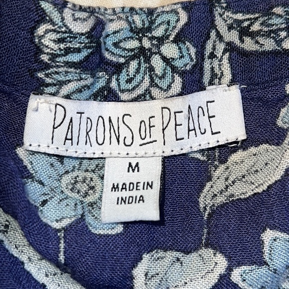 Patrons of peace navy blue flower shirt. - Picture 6 of 6